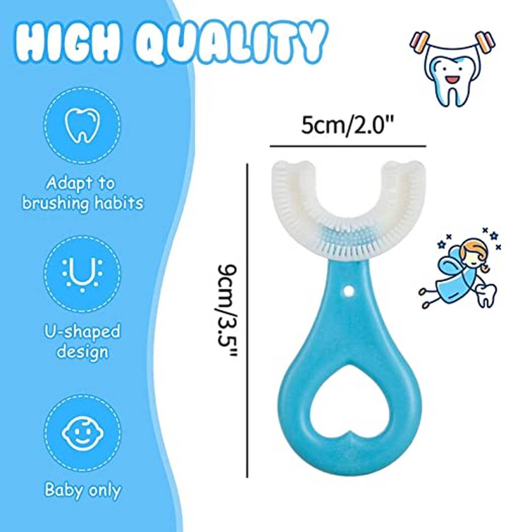Shaped Toothbrush for Kids, 2-6 Years Kids Baby Infant Toothbrush, Food Grade Ultra Soft Silicone Brush Head, Whole Mouth Cleaning Tool